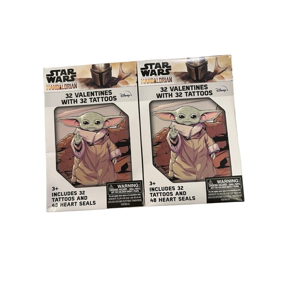 Paper Magic Star Wars™ The Mandalorian Valentines with Tattoos 2 packs 32 each - Picture 1 of 3